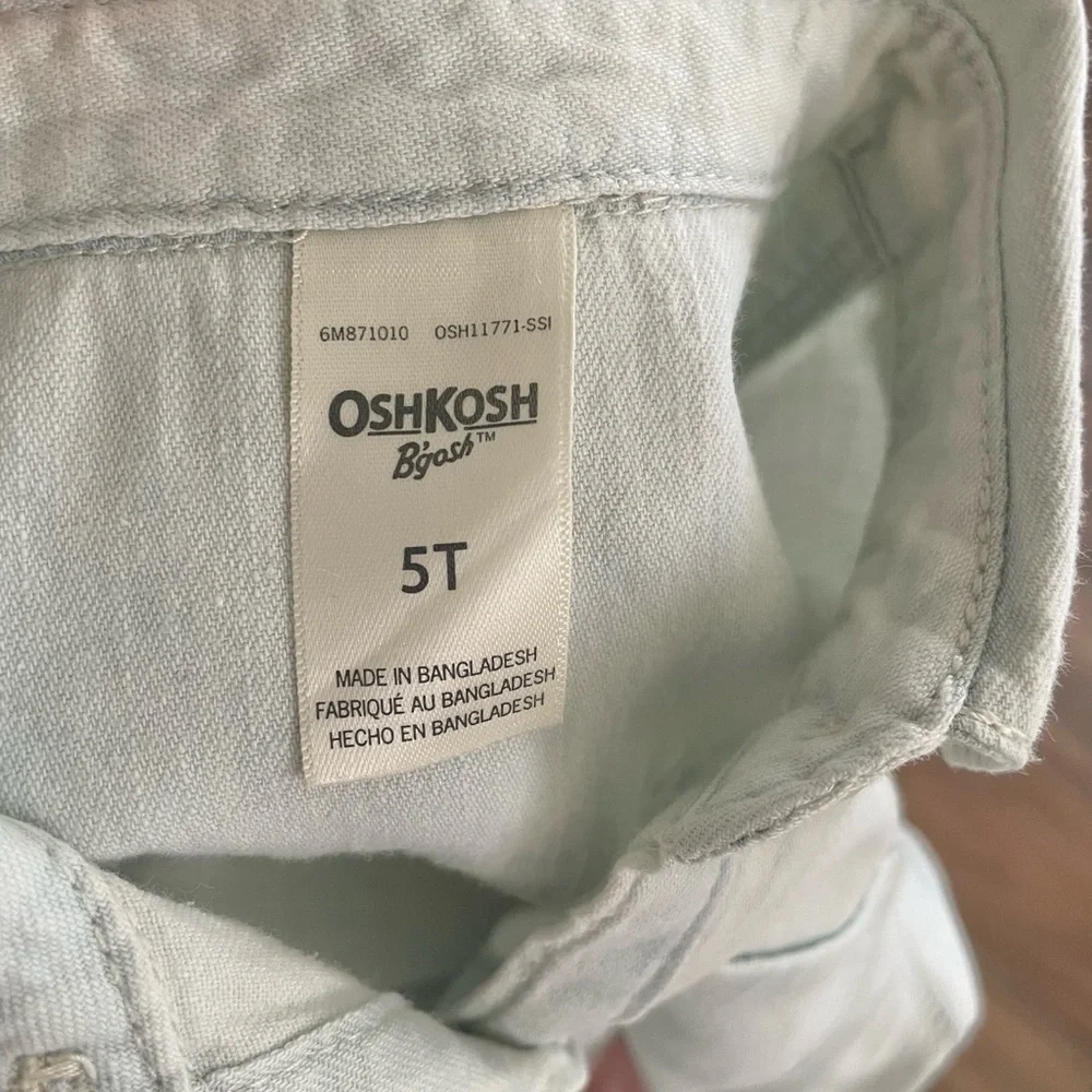 Oshkosh B’Gosh girls chambray button down tulle skirt short sleeve dress 5T pink